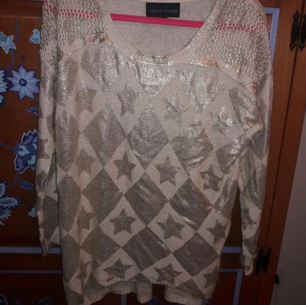 Gold stars sweater size M